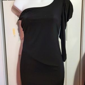 One sleeve little black dress